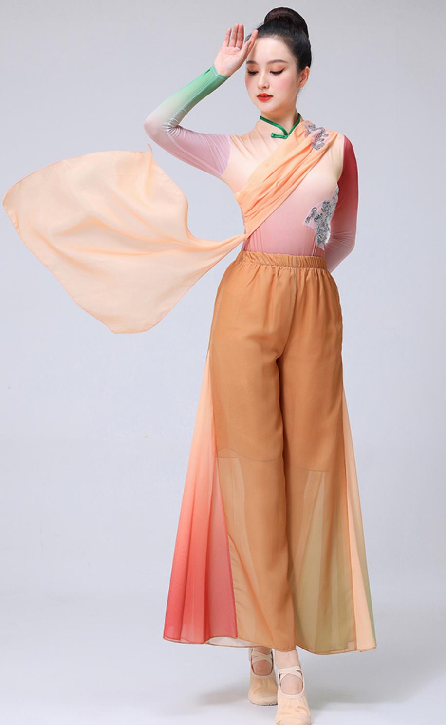 Riverside Reed Blossom Dance Costume Chinese Classical Dance Fan Performance Clothing Women Group Dance Outfit