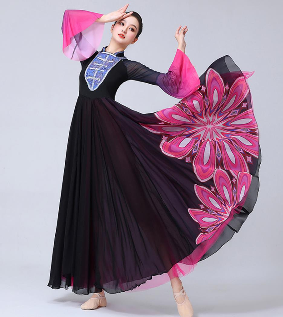 Xinjiang Dance Performance Costume Women Xin Xian Dance Clothing Chinese Uyghur Ethnic Dance Dress