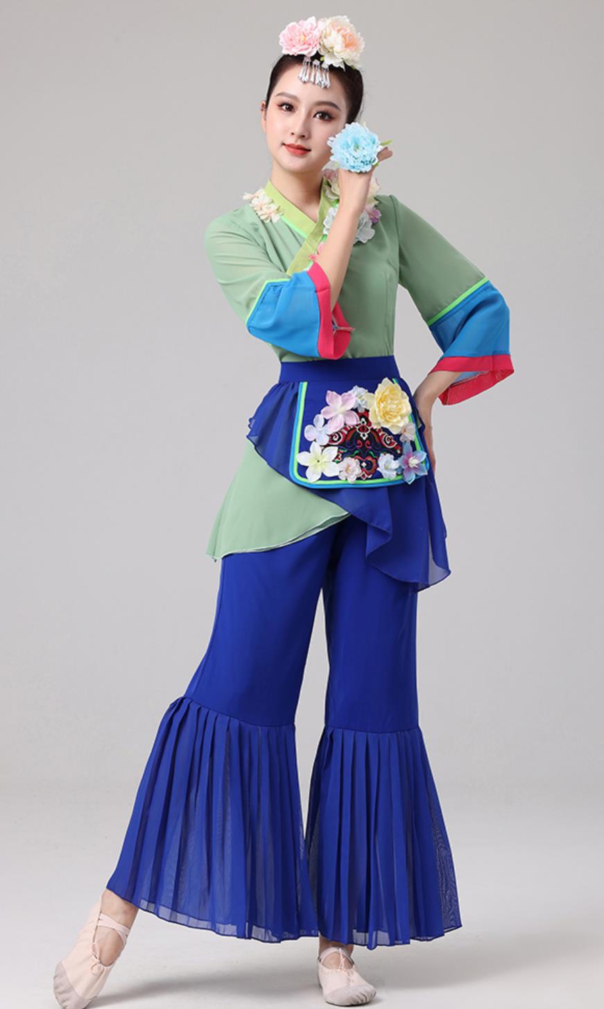 Homestead Performance Clothing Women Group Dance Yangko Costume Tea Picking Dance Attire