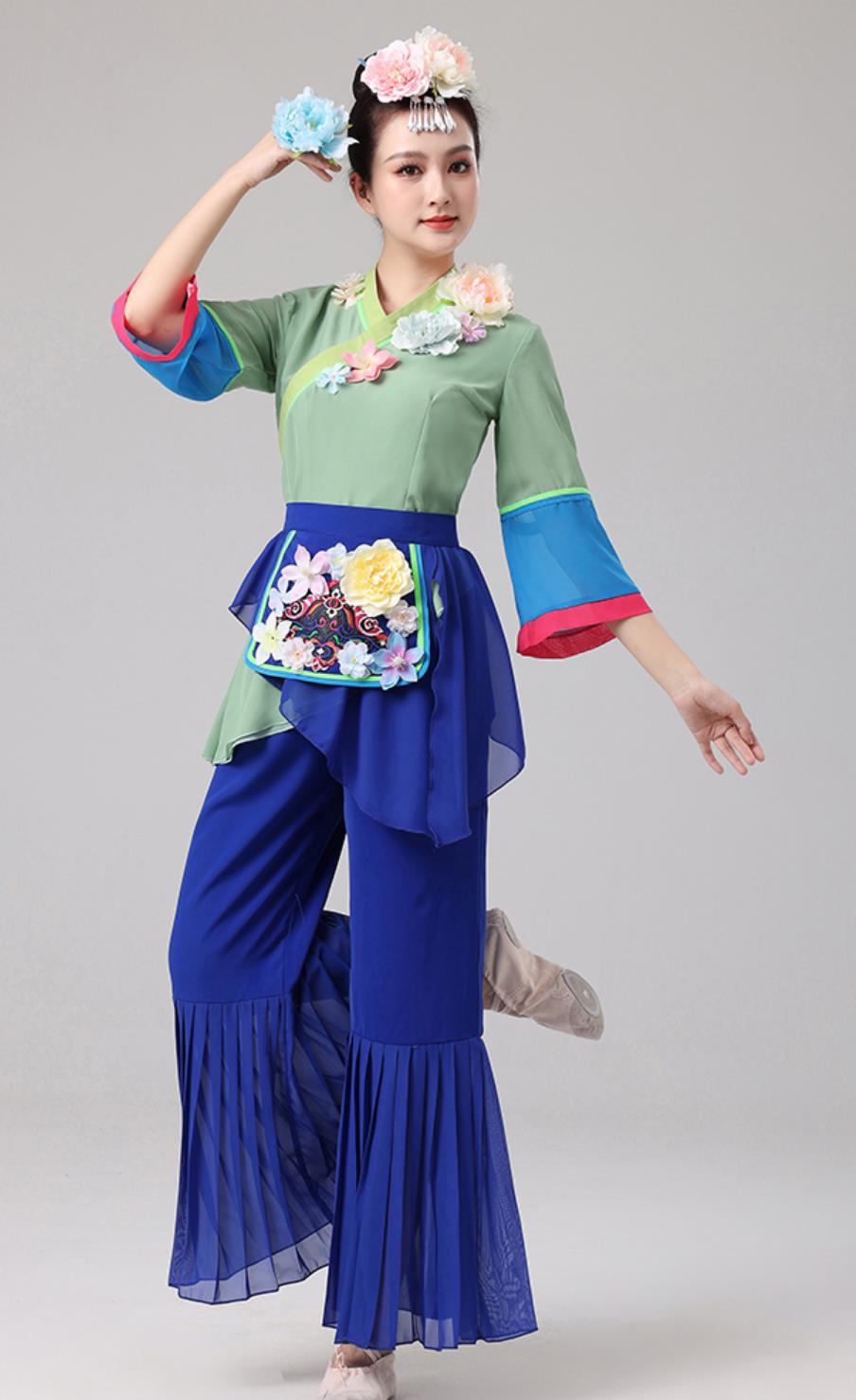 Homestead Performance Clothing Women Group Dance Yangko Costume Tea Picking Dance Attire