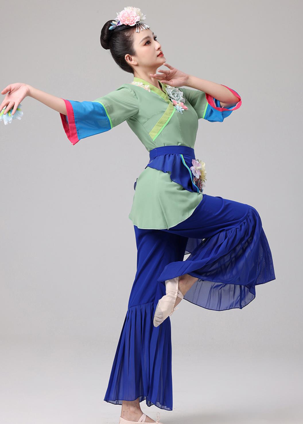 Homestead Performance Clothing Women Group Dance Yangko Costume Tea Picking Dance Attire