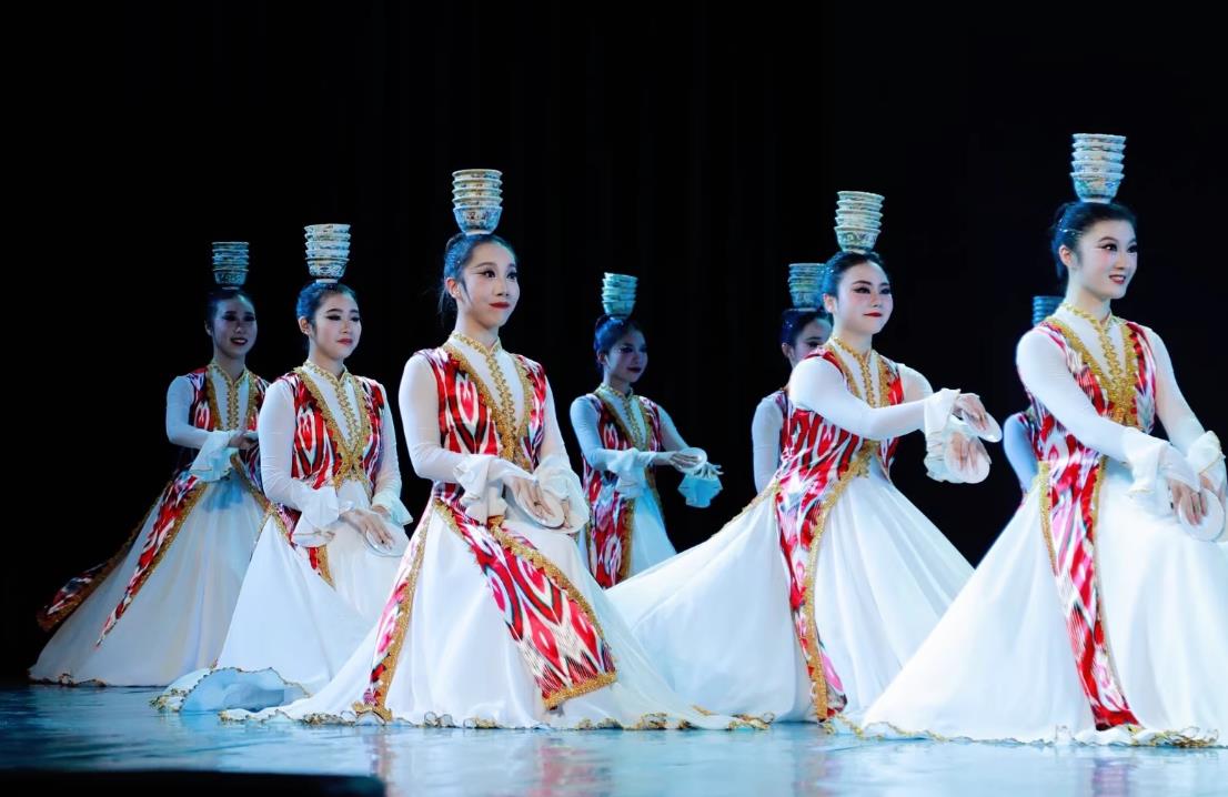 Xinjiang Dance Performance Costume Women Uyghur Dance Atlas Dress Chinese Ethnic Dance Clothing