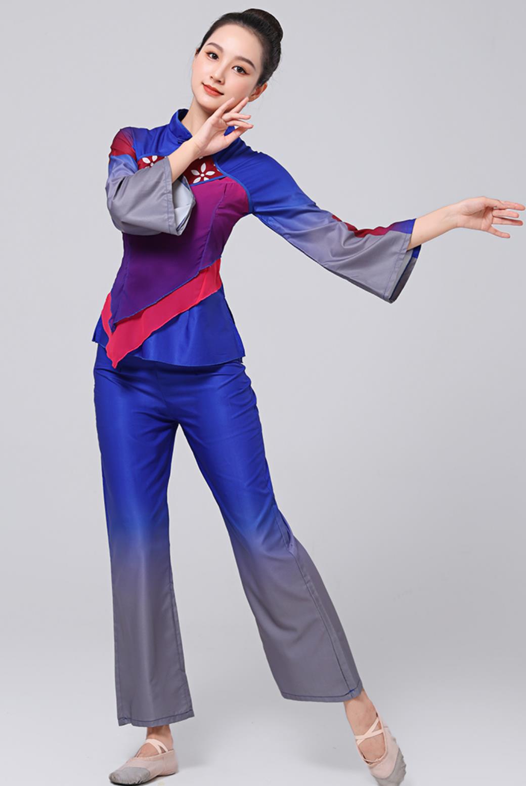 Su Qu Mother Dance Costume Village Maiden Tea Picking Dance Outfit Chinese Folk Dance Yangko Performance Clothing