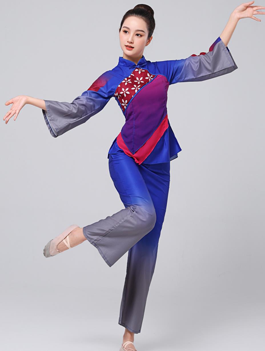 Su Qu Mother Dance Costume Village Maiden Tea Picking Dance Outfit Chinese Folk Dance Yangko Performance Clothing
