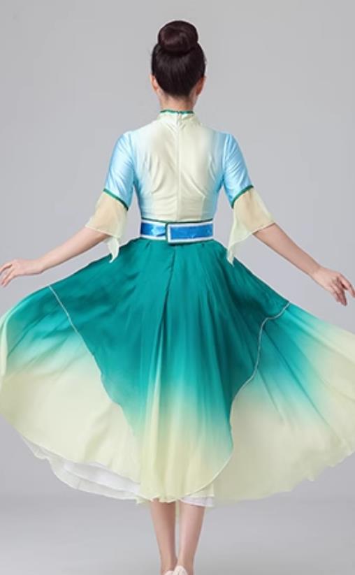 Tea Picking Maiden Dance Costume Women Group Dance Classical Dance Clothing Chinese Yangko Bamboo Hat Dance Dress