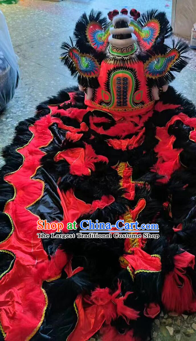 Traditional Chinese Lion Dance Costume Handmade Zhang Fei Lion Head Festival Dancing Lion Clothing Equipment