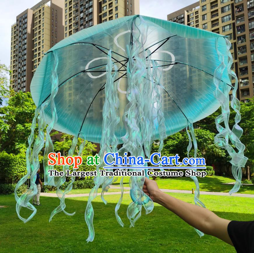 Mermaid Dance Umbrella Lighthouse Blue Jellyfish Glow In The Dark Umbrella Fashion Show Cosplay Prop