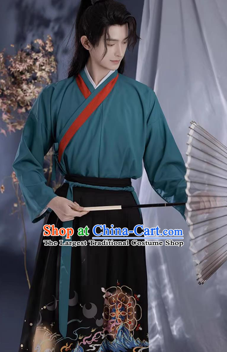 Song Dynasty Hanfu Chinese Men Style Gown Wide Sleeve Robe Ancient Costumes Complete Set