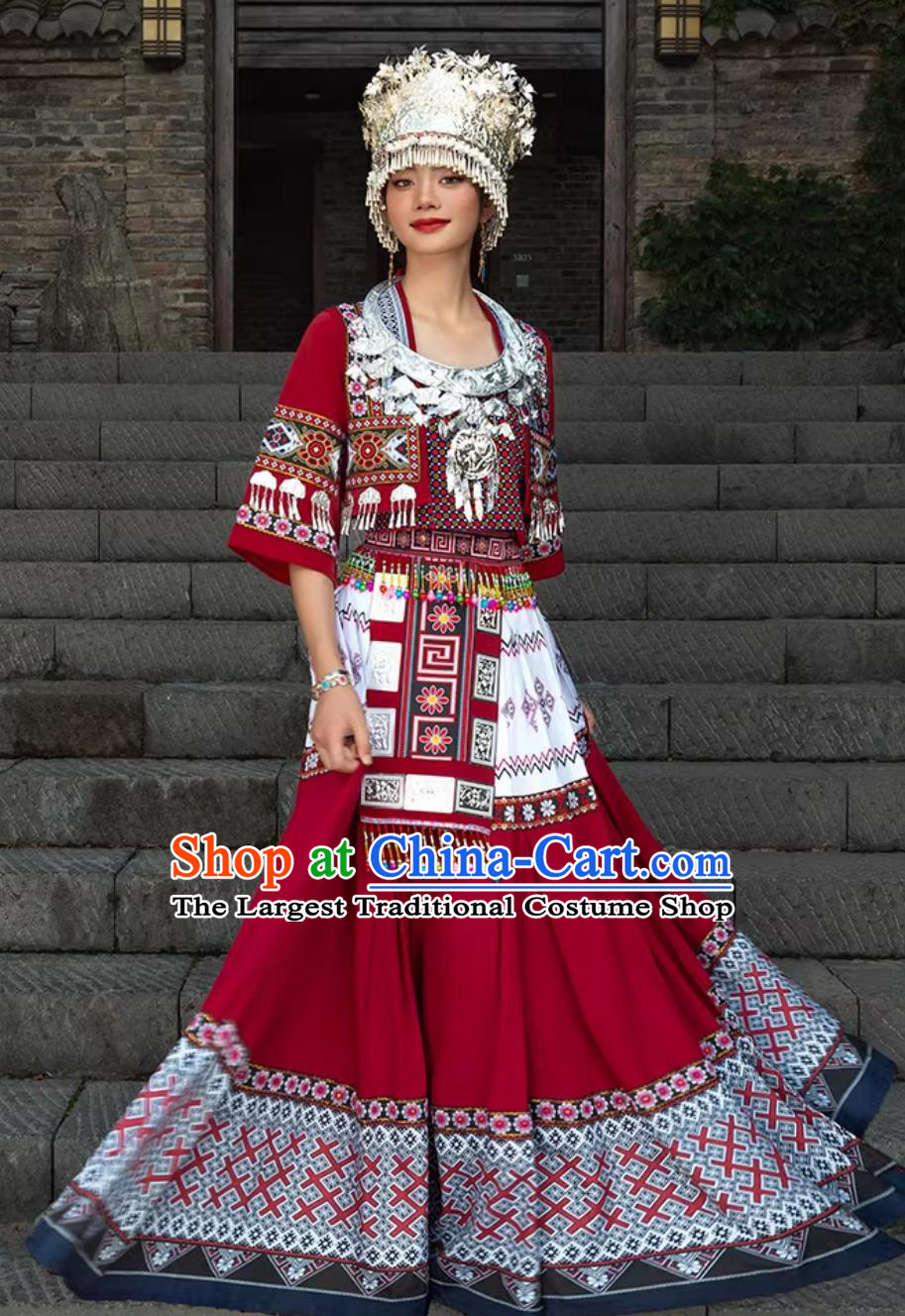 Miao Ethnic Women Clothing Traditional Chinese Costume Guizhou Tujia Minority Dress