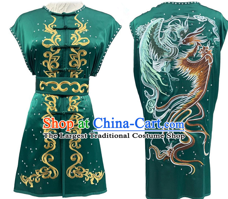 Wushu Team Performance Costume Nanquan Southern Fist Competition Green Uniform Chinese Martial Arts Clothing