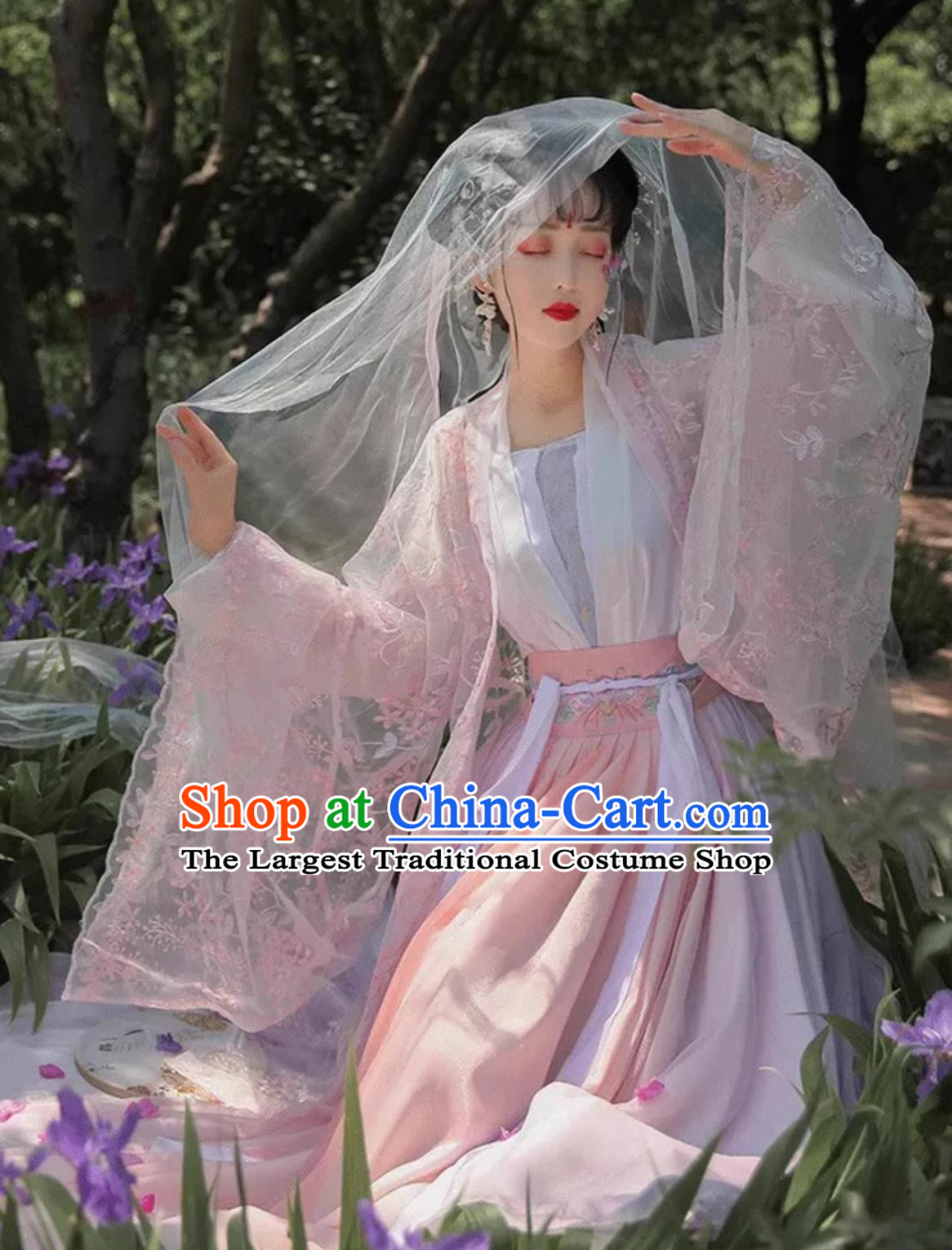 Chinese Traditional Clothing Song Dynasty Pink Large Sleeve Gown Blouse and Skirt Ancient Princess Embroidery Hanfu
