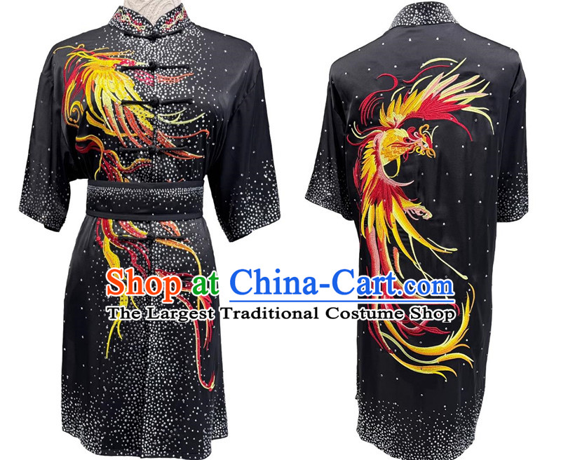 Martial Arts Competition Uniform Chinese Kung Fu Changquan Clothing Embroidery Phoenix Bright Diamond Group Wushu Performance Costume