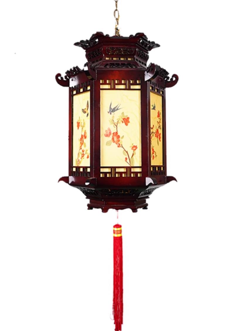 Wood Chinese Tea Room Zen Mini Pendant Light Temple Corridor Lamp Ancient Architecture Ming and Song Dynasty Aesthetics Light