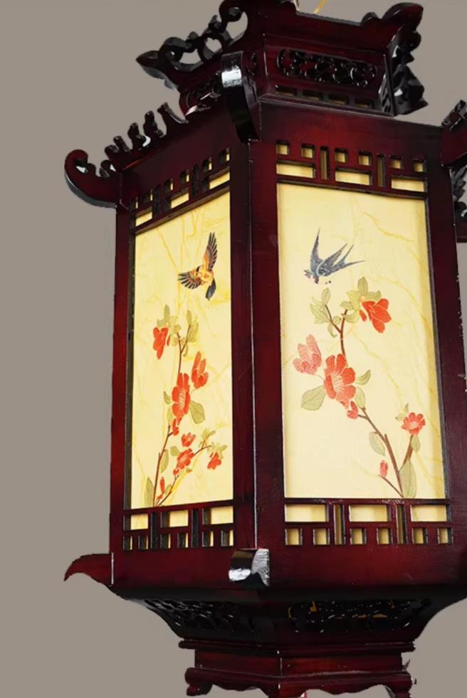 Wood Chinese Tea Room Zen Mini Pendant Light Temple Corridor Lamp Ancient Architecture Ming and Song Dynasty Aesthetics Light