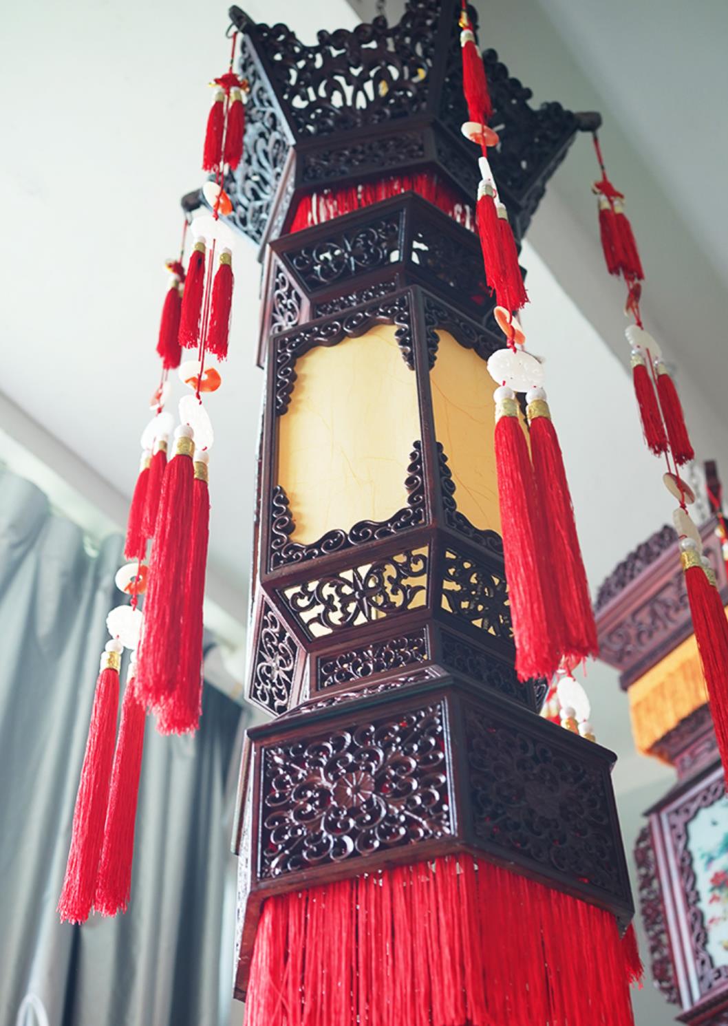 Antique Wood Pendant Light Temple Lighting Palace Lamp Chinese Palace Forbidden City Vintage Birch Wood Lantern