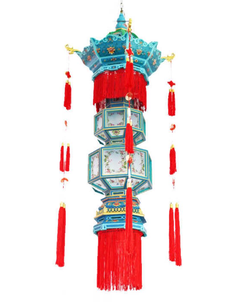 Forbidden Palace Temple Pendant Light Antique Carved Enamel Chinese Palace Lantern Wood Imperial Hanging Lamp