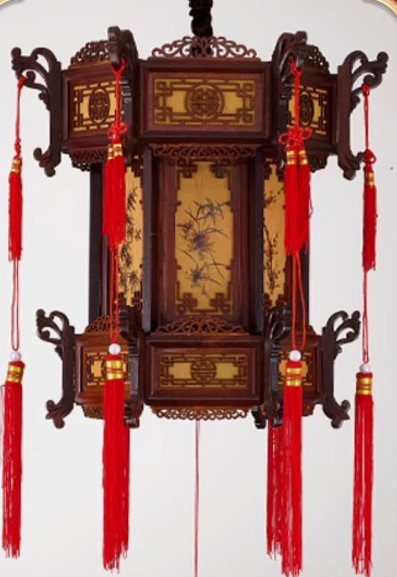 Outdoor Waterproof Decoration Light Chinese Antique Lantern Pendant Light Handmade Wood Palace Lantern