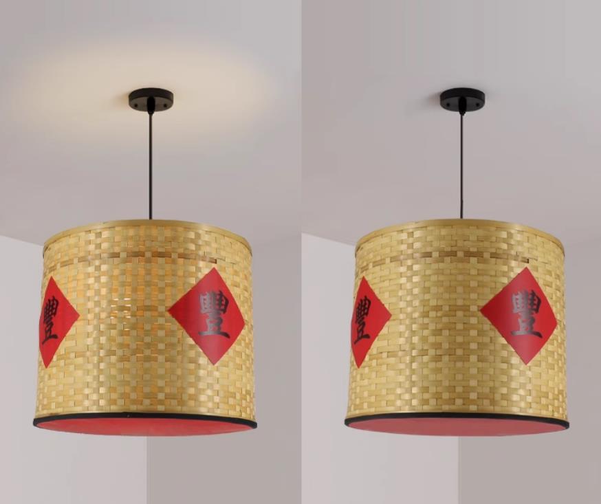 Chinese Retro Bamboo Weaving Lamp Hot Pot Restaurant Lantern Creative Decoration Pendant Light