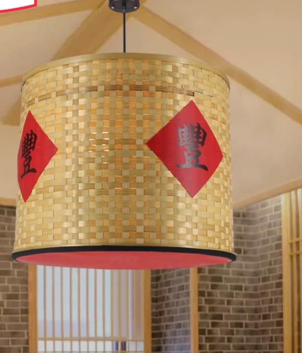 Chinese Retro Bamboo Weaving Lamp Hot Pot Restaurant Lantern Creative Decoration Pendant Light