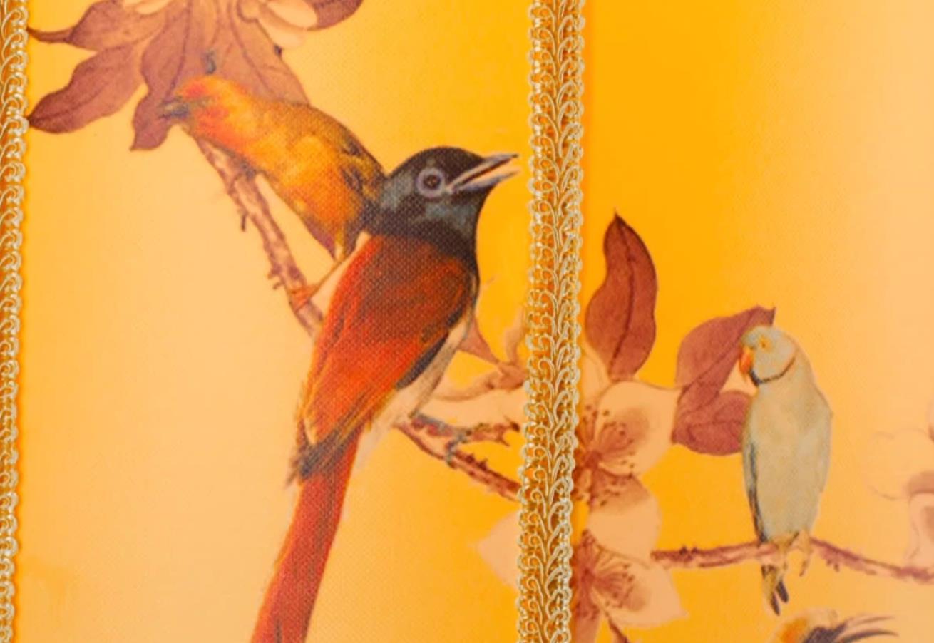 Chinese Lantern Antique Printed Flower Bird Lamp Custom Outdoor Pendant Light