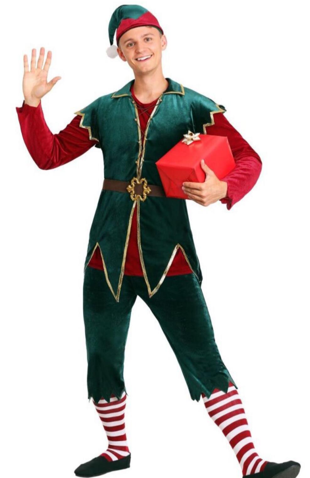 Christmas Theme Clothing Cosplay Party Costume Green Elf Suit