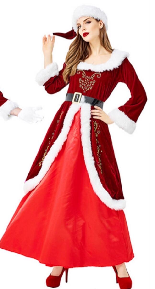 Christmas Theme Clothing Cosplay Party Costume Court Queen Long Dress