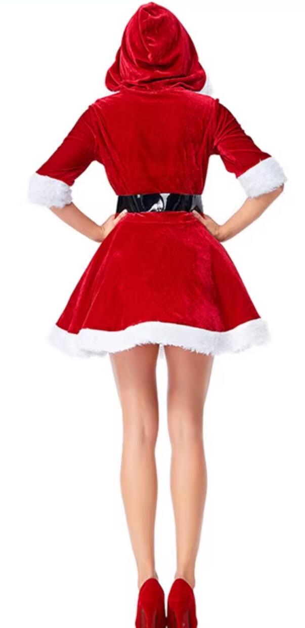 Christmas Court Queen Red Short Dress Theme Party Clothing Cosplay Elf Costume
