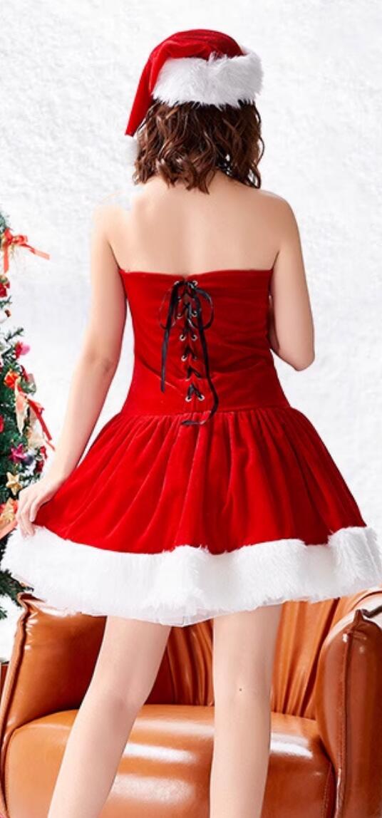 Cosplay Elf Costume Christmas Court Queen Red Short Dress with Cape Theme Party Clothing