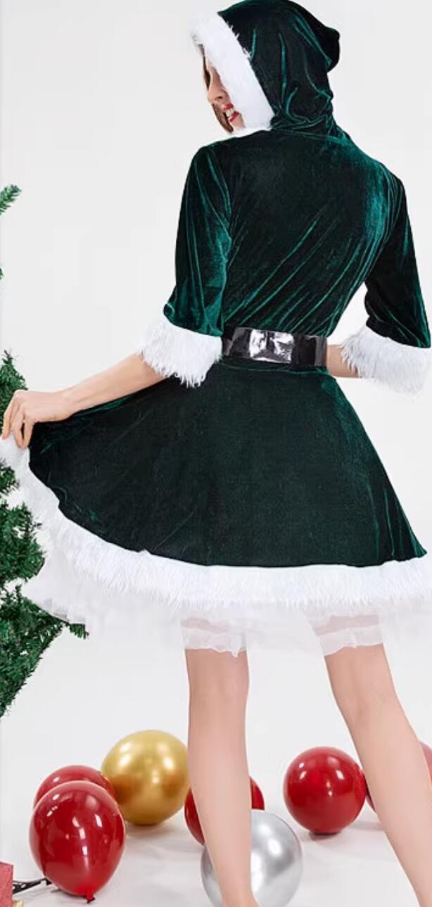 Christmas Party Dark Green Dress Christmas Day Theme Queen Clothing Cosplay Elf Costume