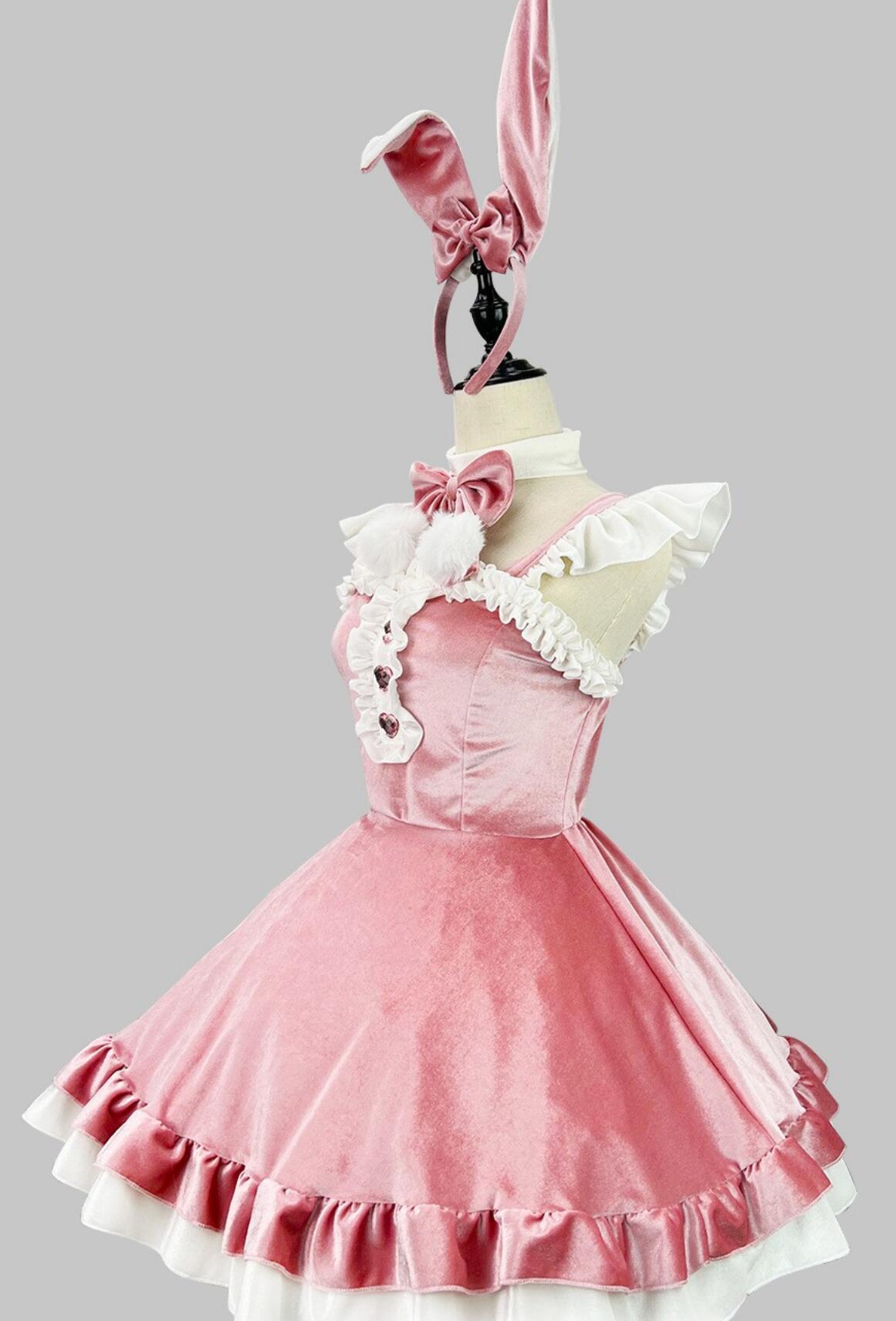 Bunny Girl Rabbit Pink Suit Christmas Costume Stage Performance New Year Party Dress Sexy Christmas Outfit