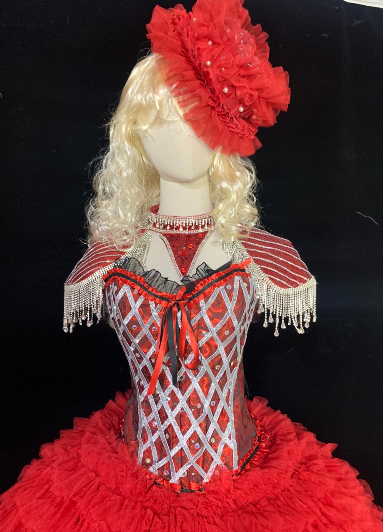 Princess Stage Costume Parade Dance Performance Outfit Queen Red Short Dress