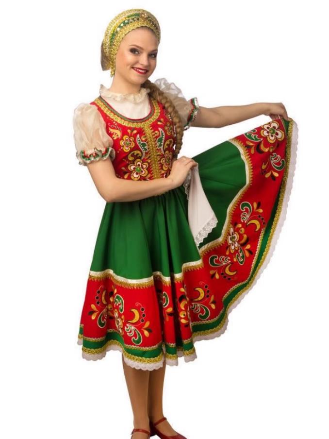 Printed Russian Traditional Dress Folk Dance Performance Dress Women Western Restaurant Waitress Costume
