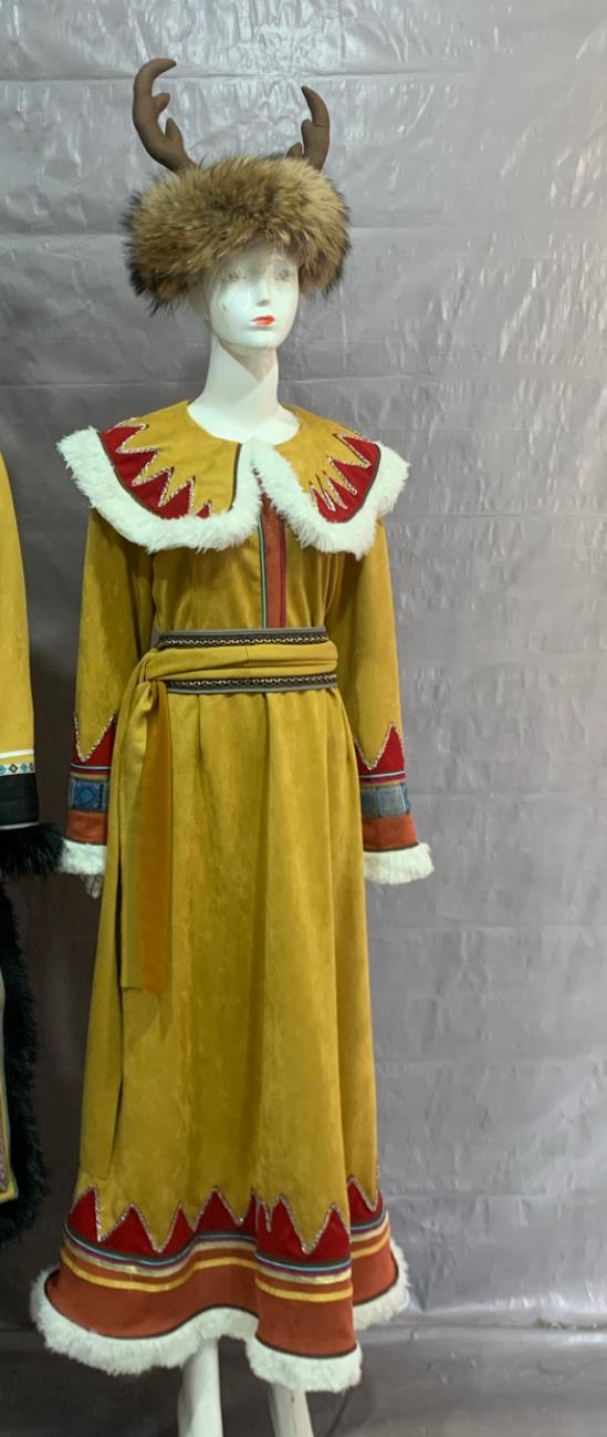 Oroqen Ethnic Costume Chinese Minority Women Performance Dance Dress