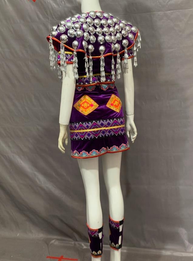 Jingpo Baby Silver Costume Chinese Yunnan Ethnic Dance Wear Ninth Little Lotus Charm Performance Outfit