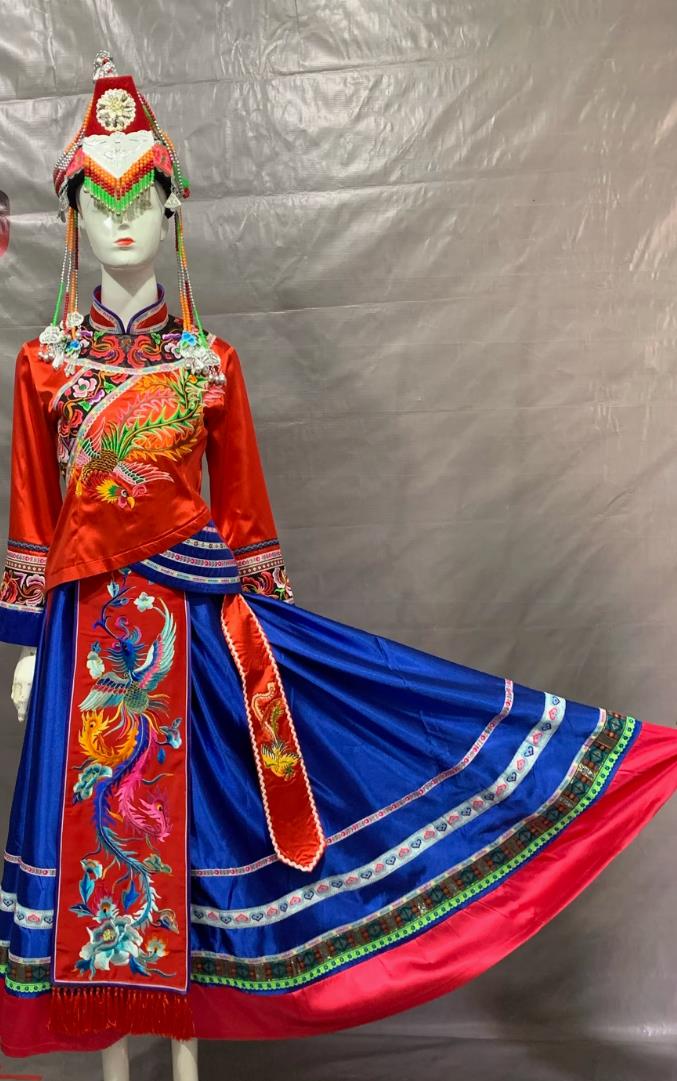 She Ethnic Minority Embroidered Suit Women Wedding Gradient Dress She Ethnic Dance Performance Costume