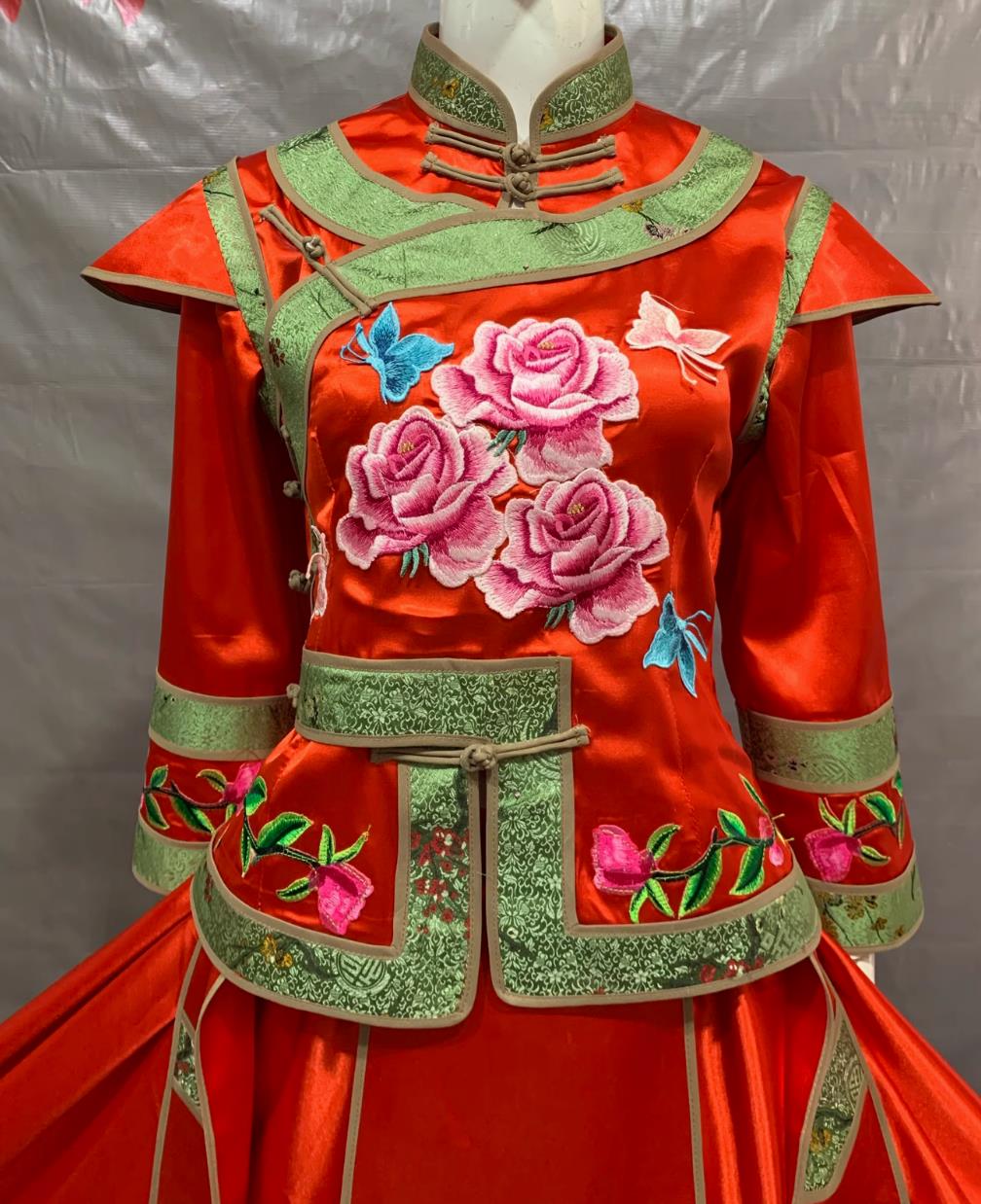 Xibe Ethnic Women Costume Chinese  Minority Costumes Fashion Show Performance Bayin Dance Outfit