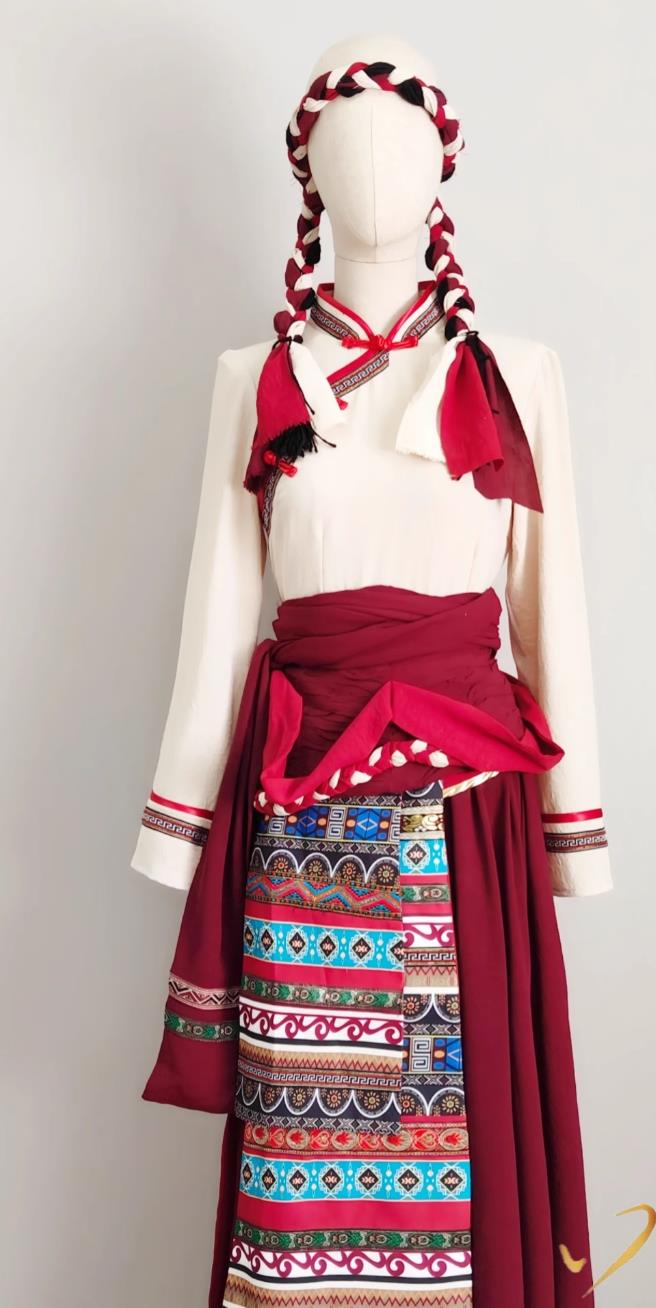 Tibetan Ethnic Women Clothing Chinese Zang Minority Costume Singing Folk Song To The Party Dance Stage Performance Outfit