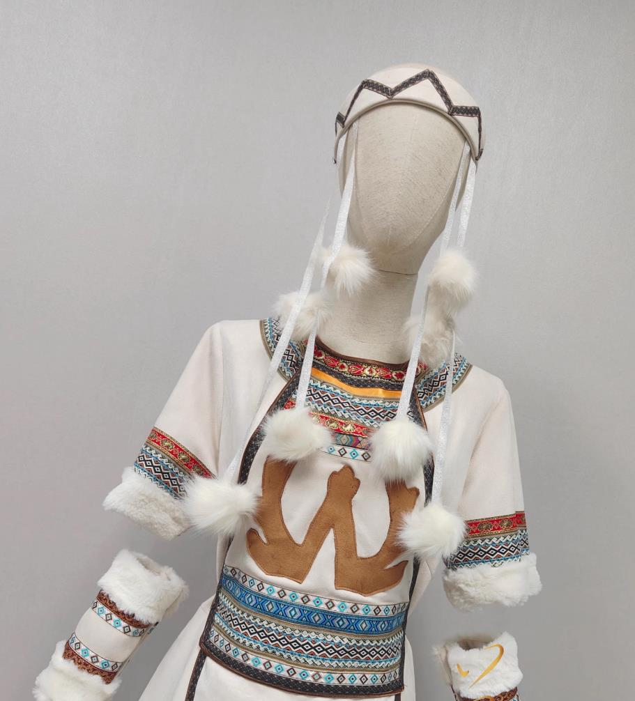 Evenki Ethnic Minority Clothing Chinese Stage Performance Costume Folk Dance Dress