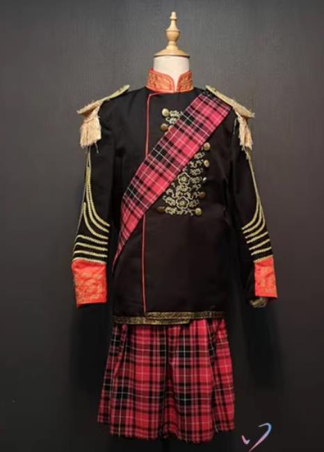 UK National Costume Scottish Tartan Kilt Classic Male Pleated Skirt
