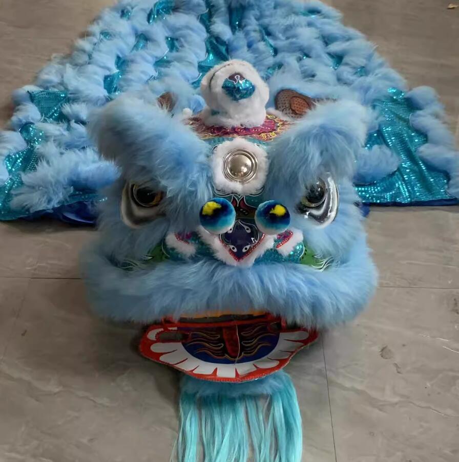 Blue Wool Lion Head Wedding Decoration Lion Dance Costume