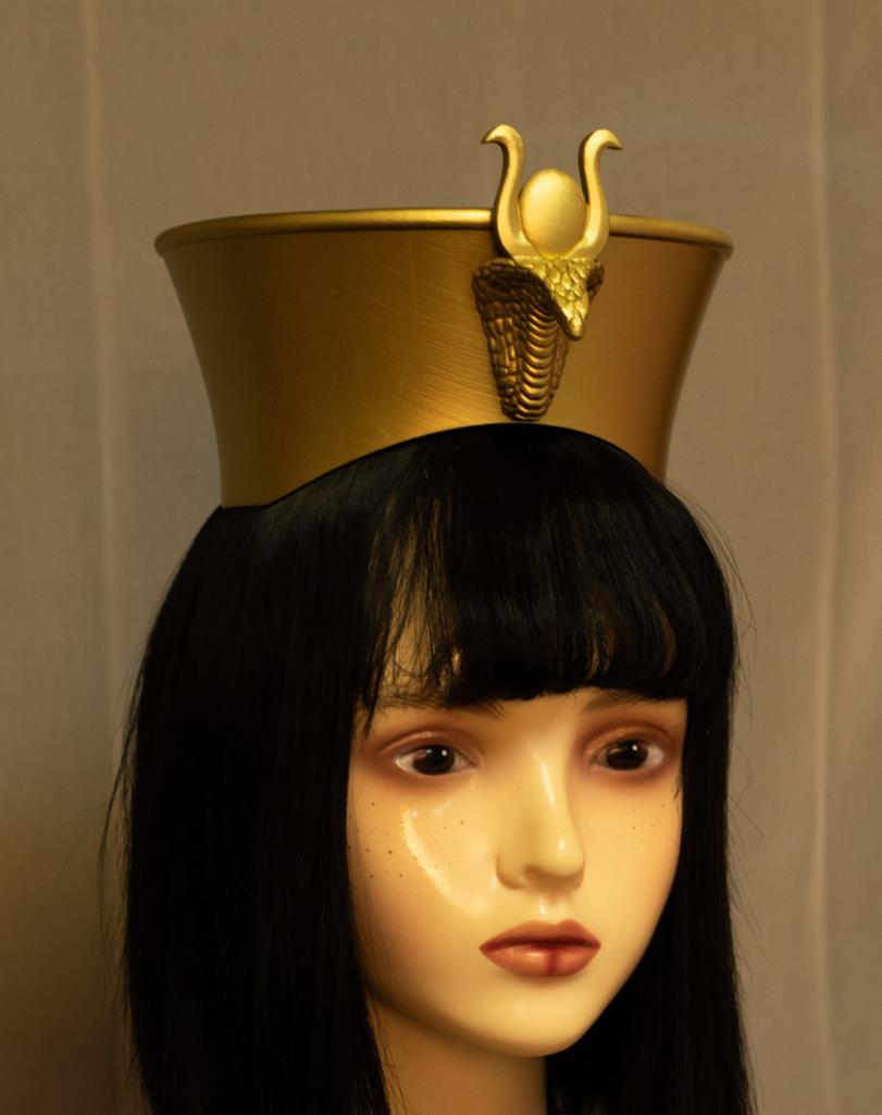 Egyptian Queen Crown Artifact Replica Vintage Cosplay Headpiece Handmade Golden Hat