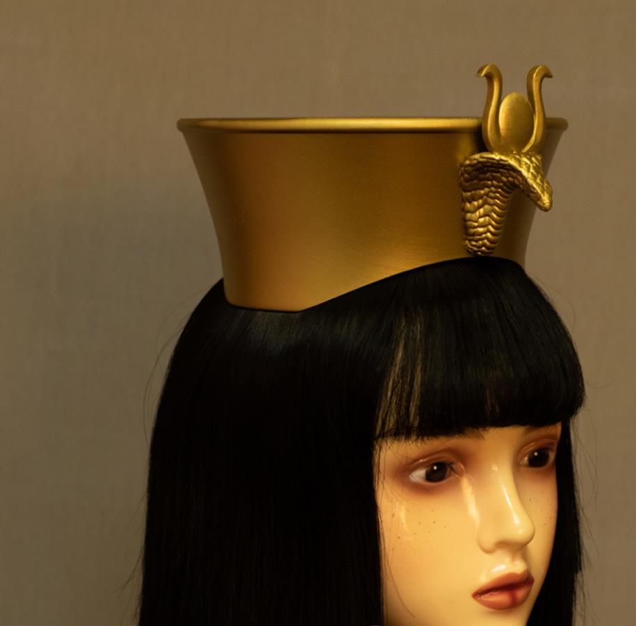 Egyptian Queen Crown Artifact Replica Vintage Cosplay Headpiece Handmade Golden Hat