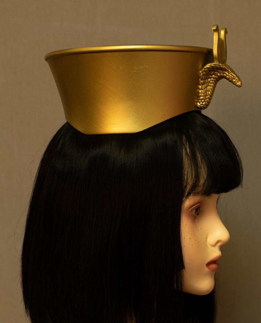 Egyptian Queen Crown Artifact Replica Vintage Cosplay Headpiece Handmade Golden Hat