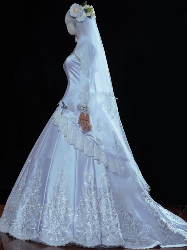 Final Fantasy XIV Wedding Dress Halloween Costume Ceremony Bride Gown Cosplay Princess Clothing