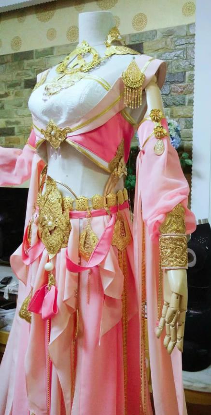 Jian Xia Qing Yuan  Xiu Jie Clothing Mingjiao Princess Pink Dress Cosplay Swordswoman Costume