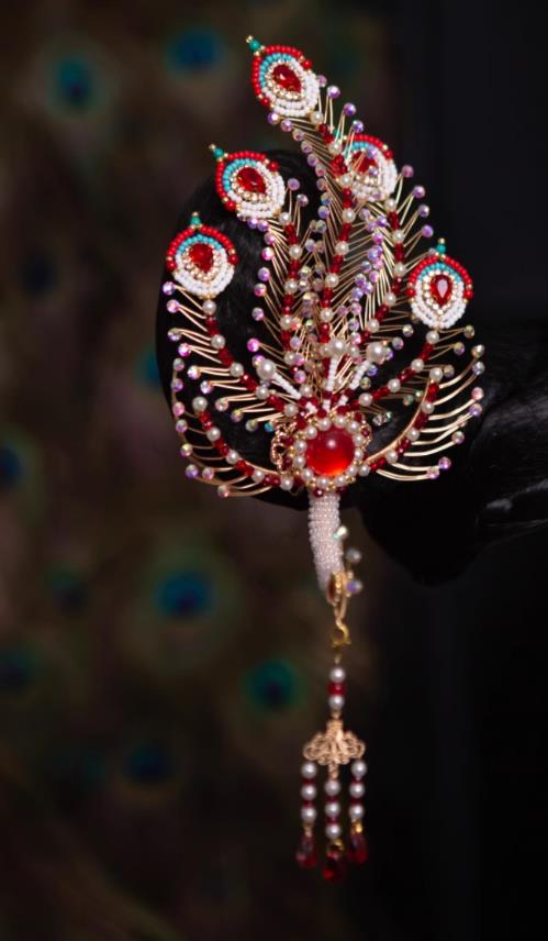 Handmade Golden Phoenix Hairpin Chinese Hanfu Hair Accessory Inclined Phoenix Ornament Hair Crown