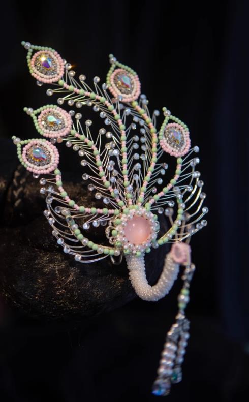 Handmade Pink Phoenix Hairpin Chinese Hanfu Hair Accessory Inclined Phoenix Ornament Hair Crown