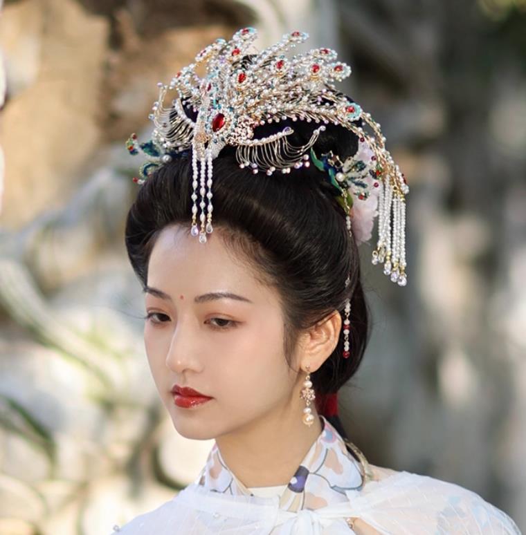 Golden Phoenix Coronet Twelve Tail Phoenix Crown Chinese Wedding Hairpin Pearl Phoenix Hanfu Hair Ornament