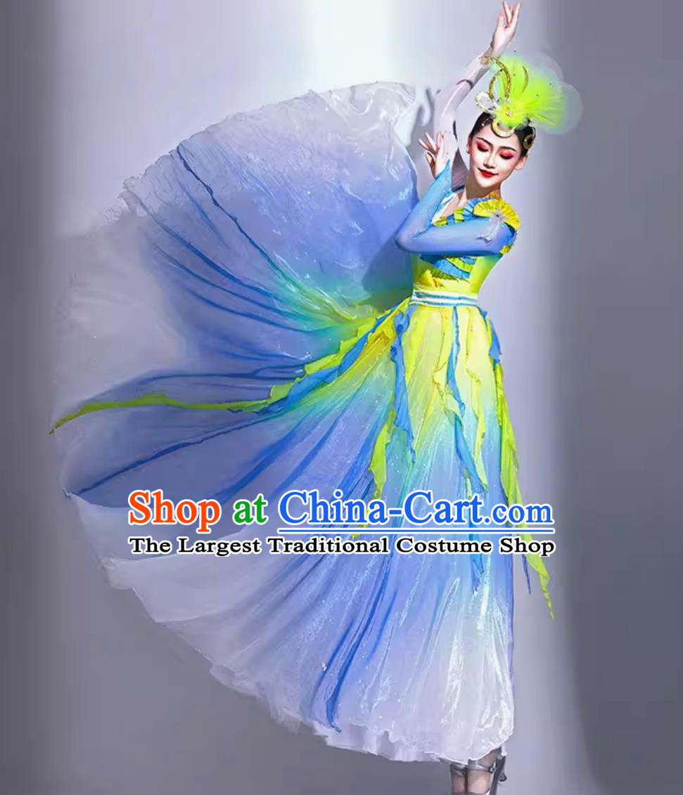 Classical Dance Costume Women Umbrella Dance Opening Dance Flaring Dress Group Stage Performance Clothing