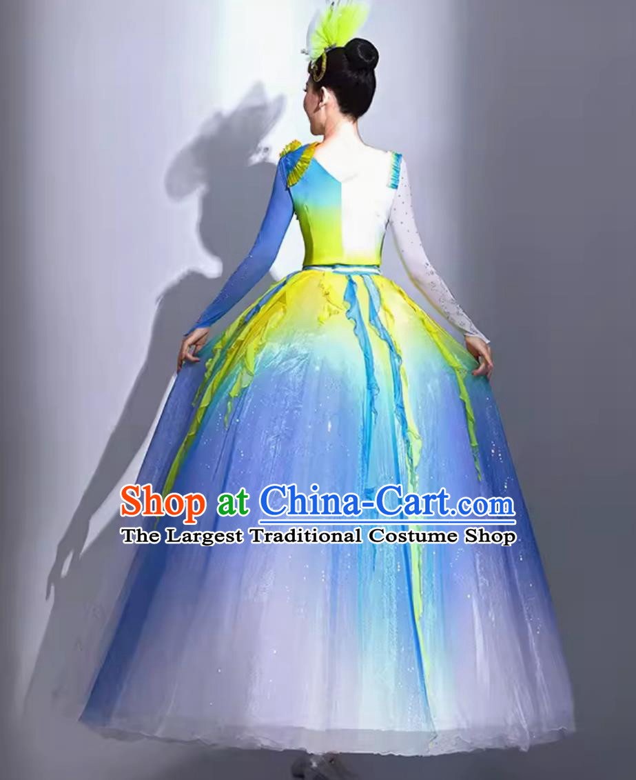 Classical Dance Costume Women Umbrella Dance Opening Dance Flaring Dress Group Stage Performance Clothing